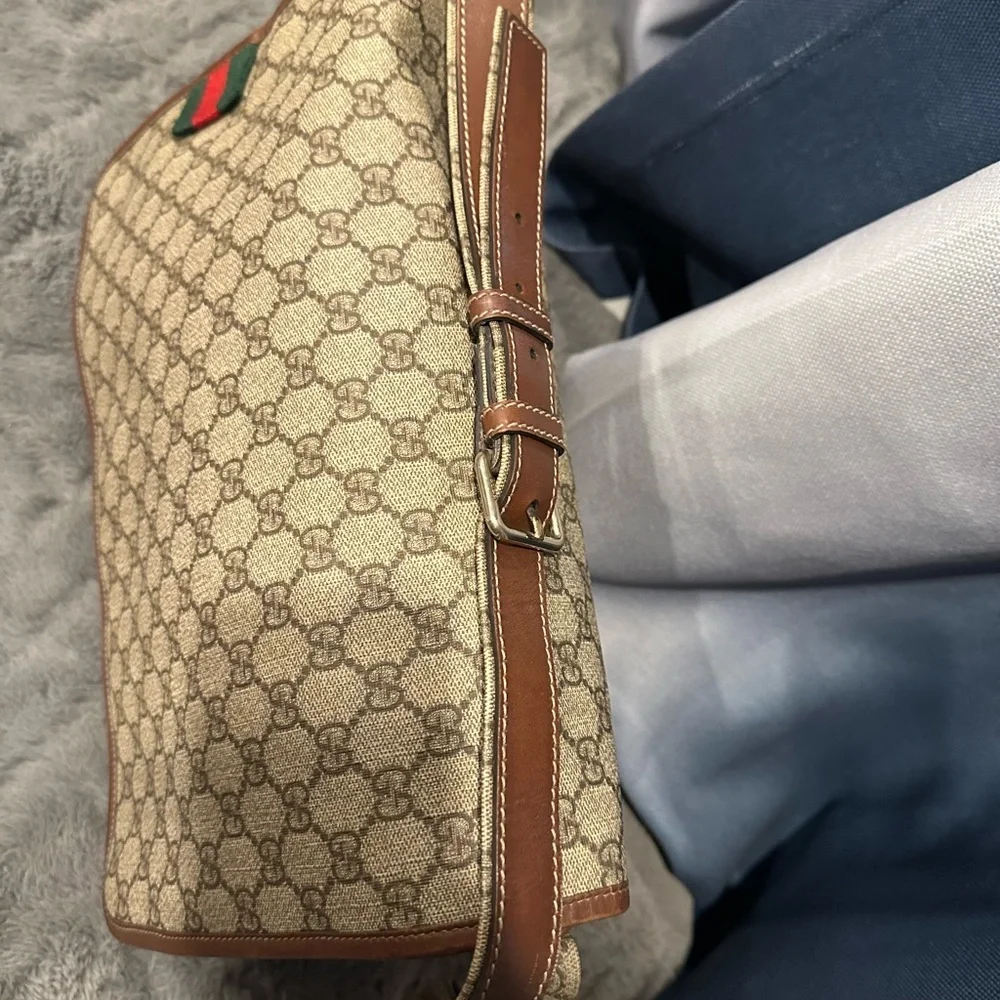 Gucci Beige and Brown Monogram Messenger Bag